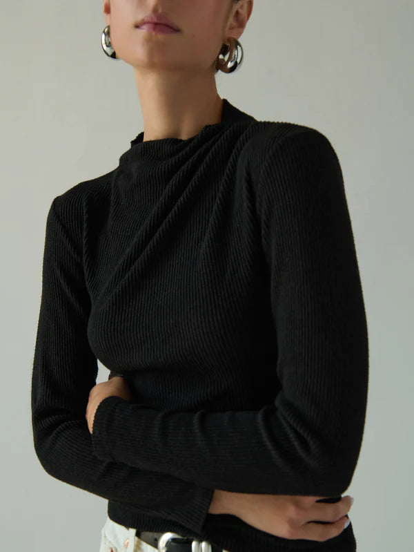 Neda Pleated Top - Jet Black