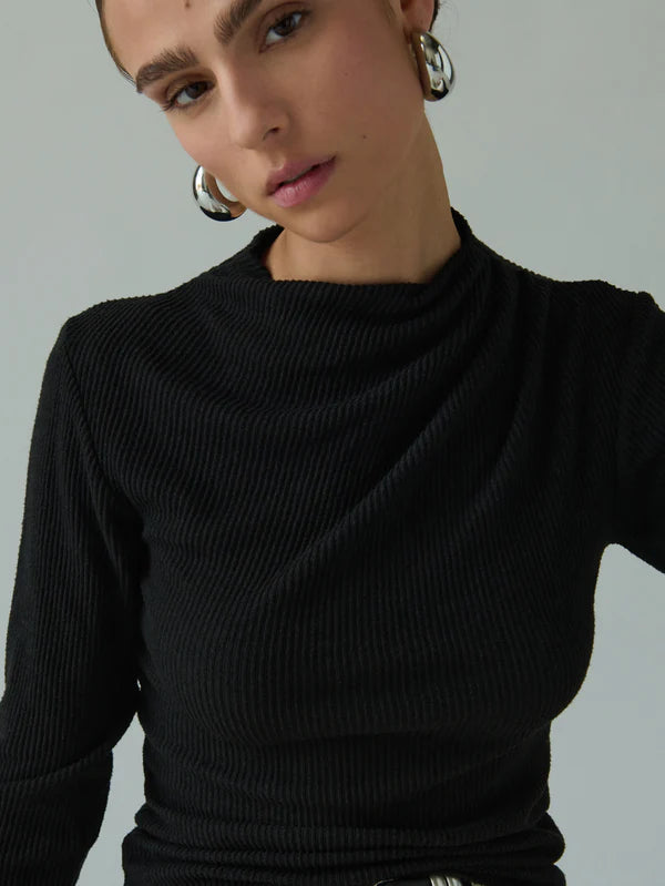 Neda Pleated Top - Jet Black