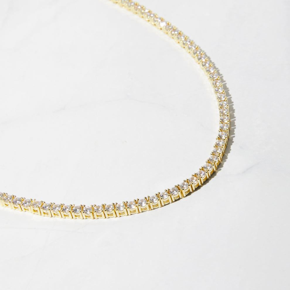 3mm Gold Tennis Necklace