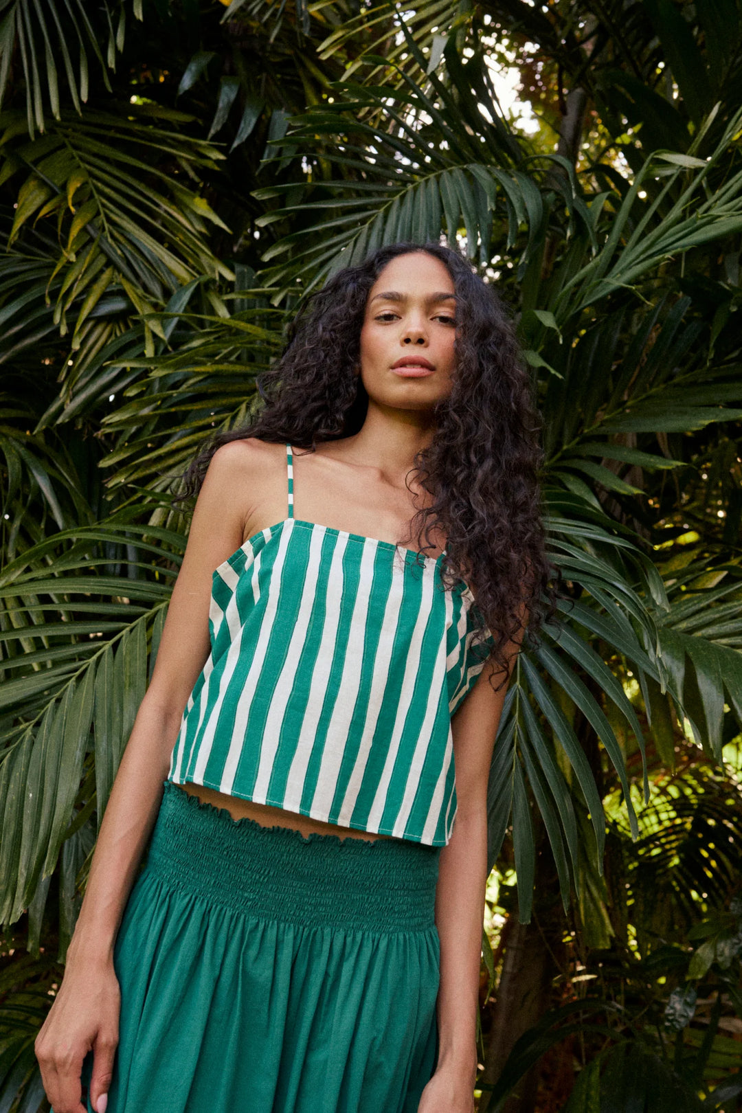 Fern Cami - Stripe Lawn