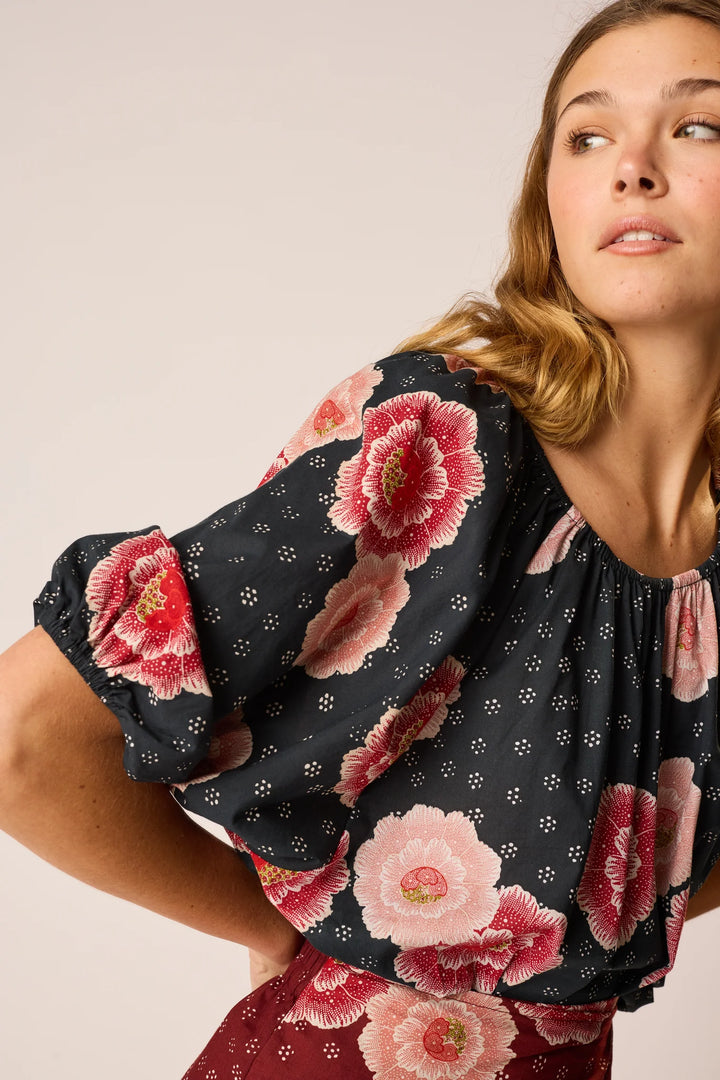 Ella Top - Poppy Indigo