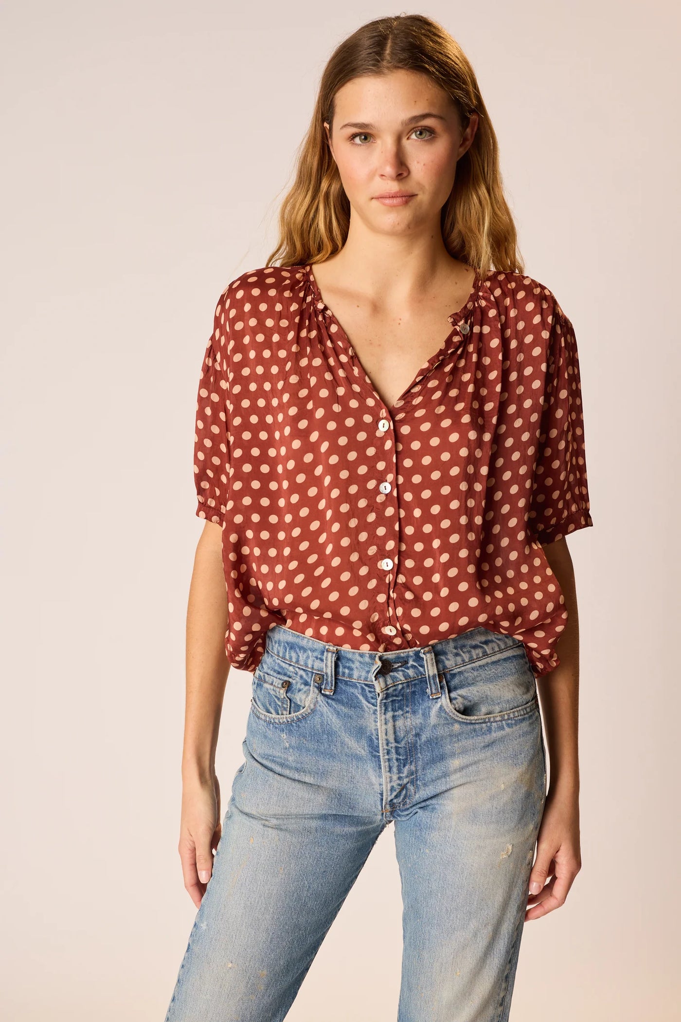 Violet Top - Polka Dot Cappuccino