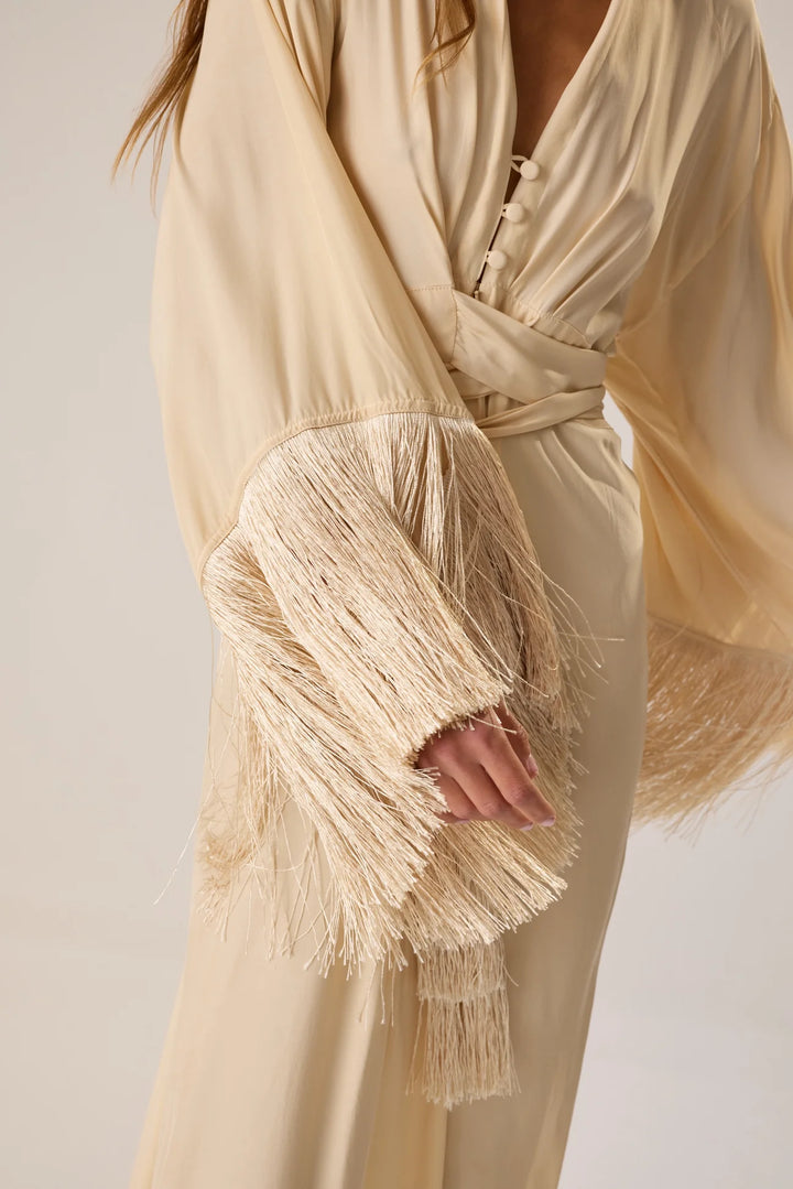 Sarah Dress - Cream Fringe