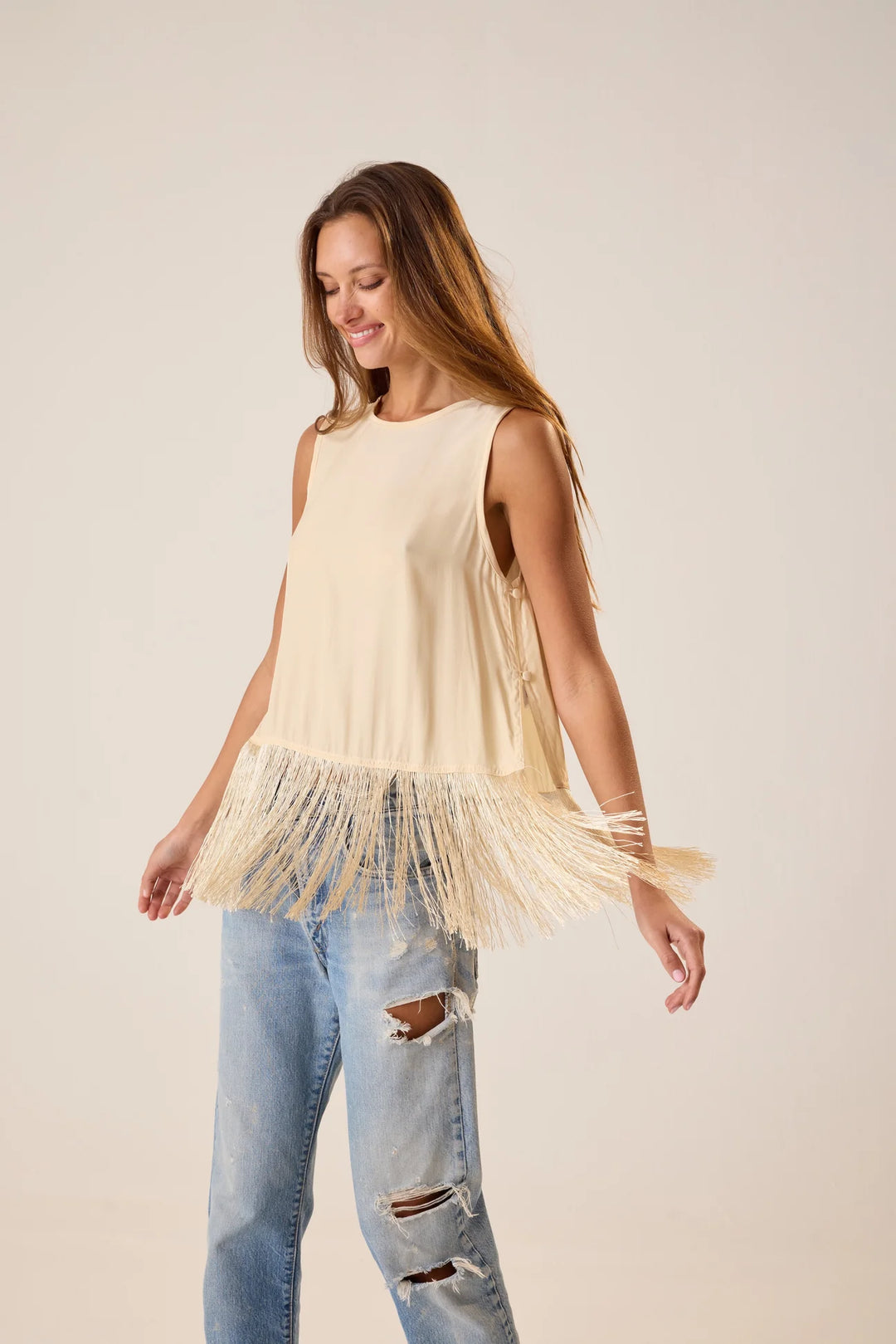 Jessie Top - Cream Fringe