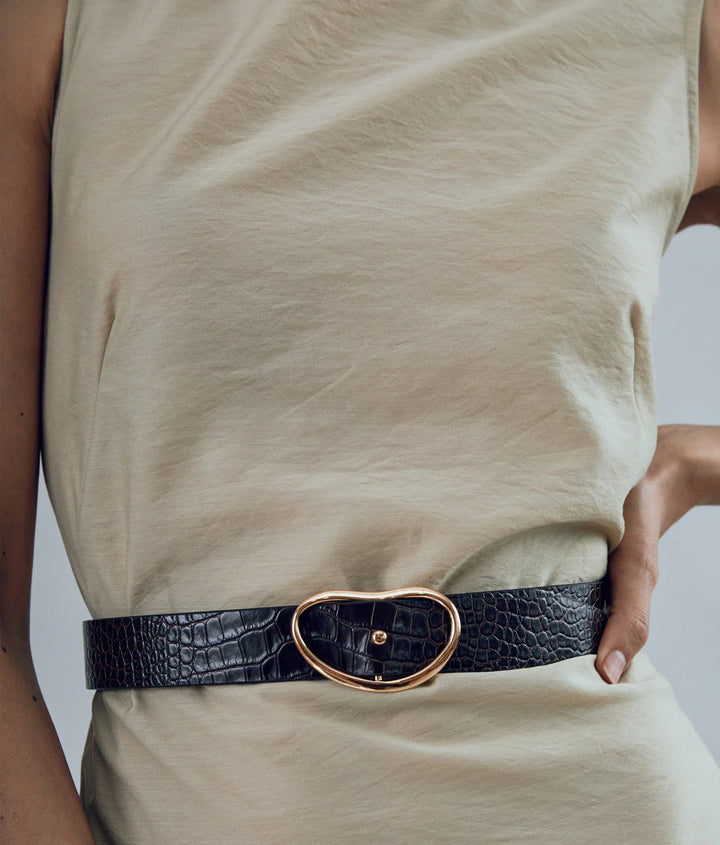 Wide Georgia Belt - Brown Croc