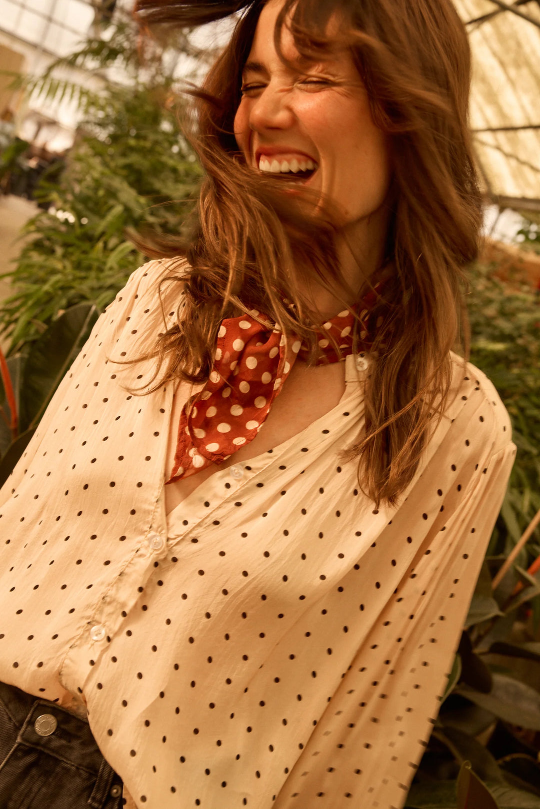 Square Scarf - Polka Dot Cappuccino