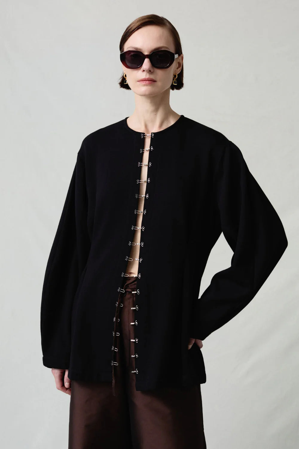 Pinch Waist Cardigan - Black