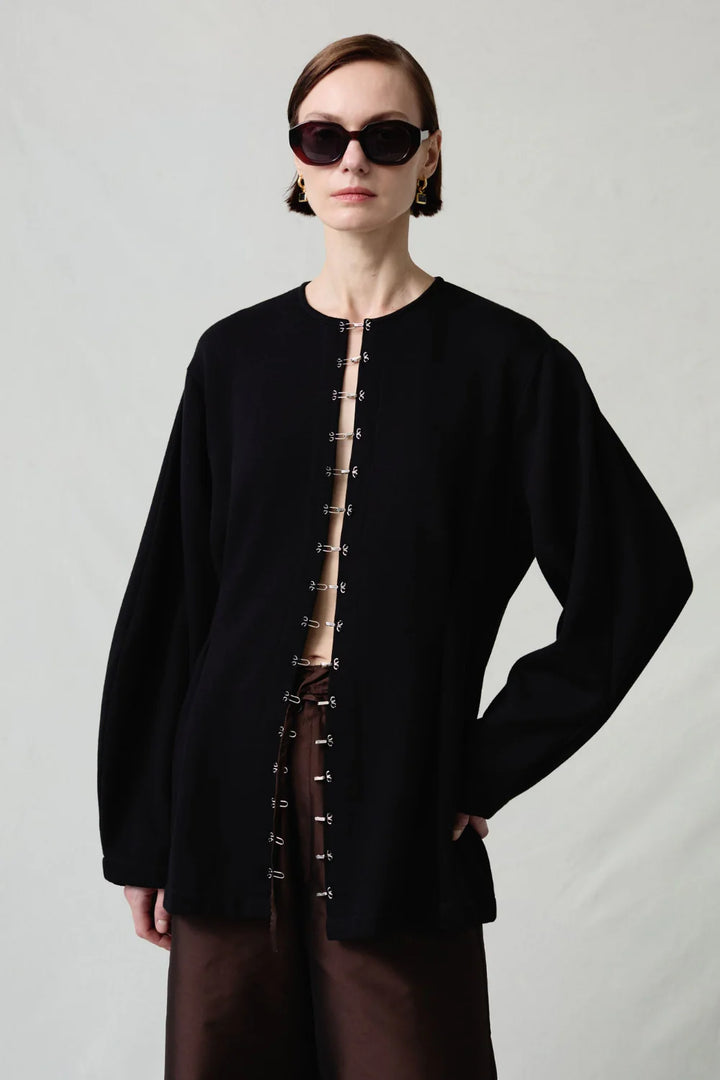 Pinch Waist Cardigan - Black