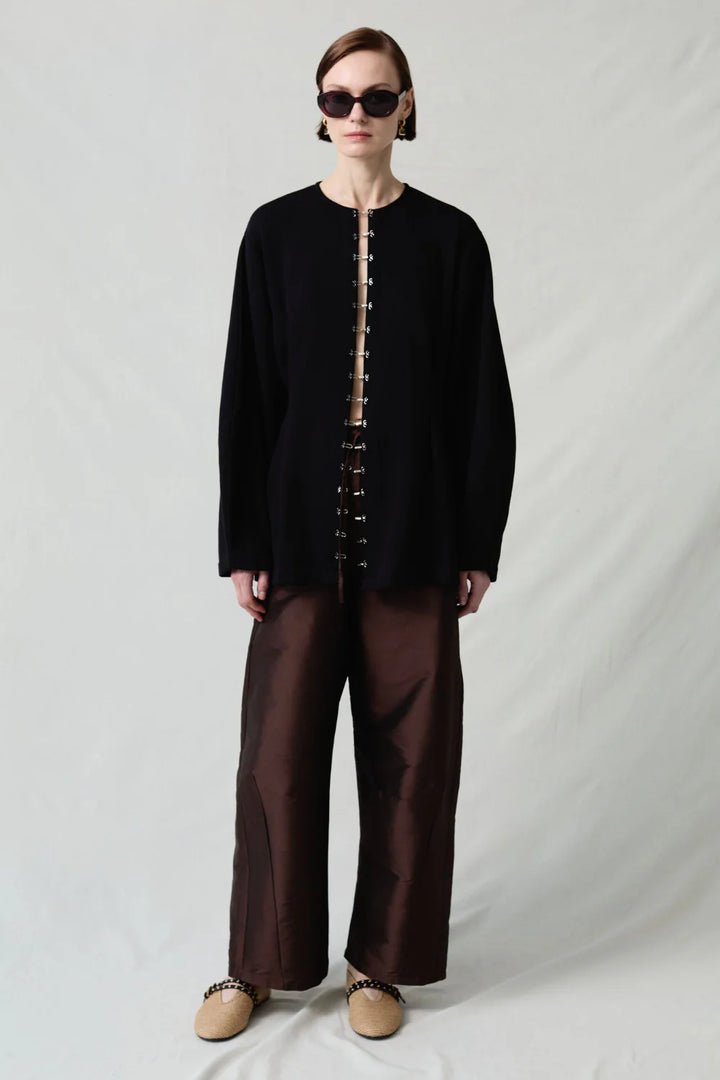 Pinch Waist Cardigan - Black