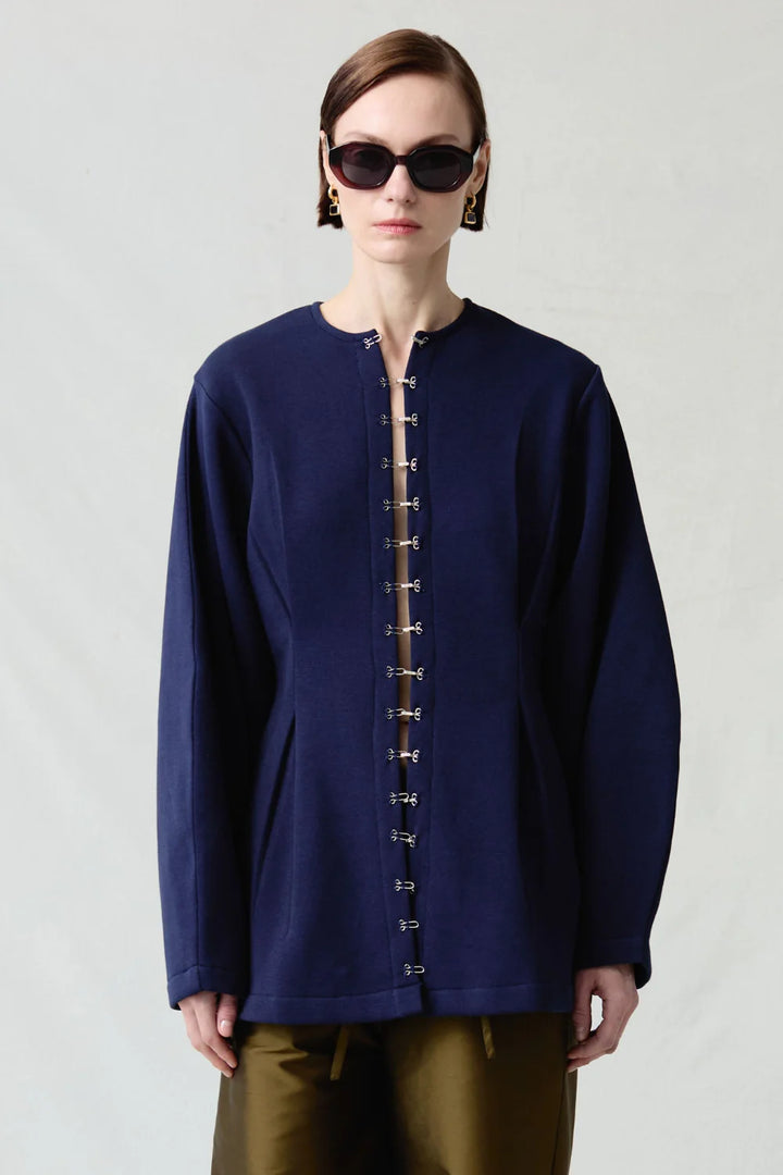Pinch Waist Cardigan - Navy