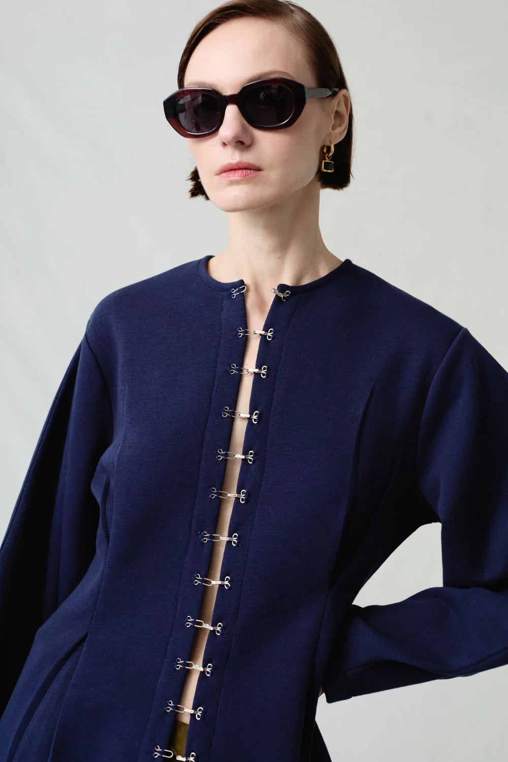 Pinch Waist Cardigan - Navy