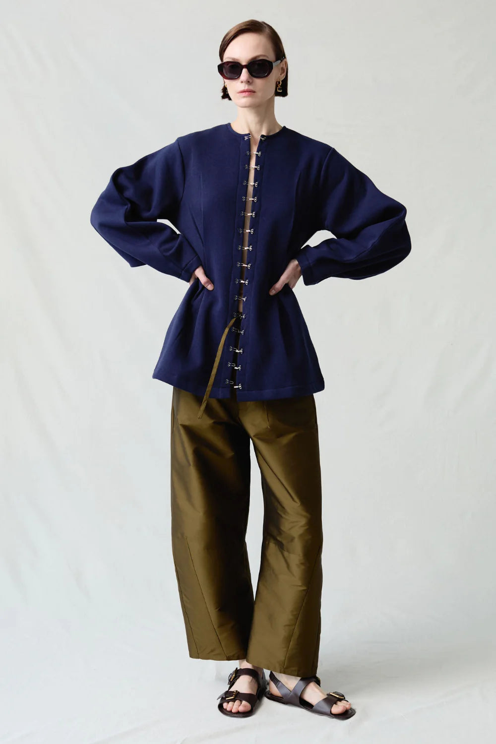 Pinch Waist Cardigan - Navy