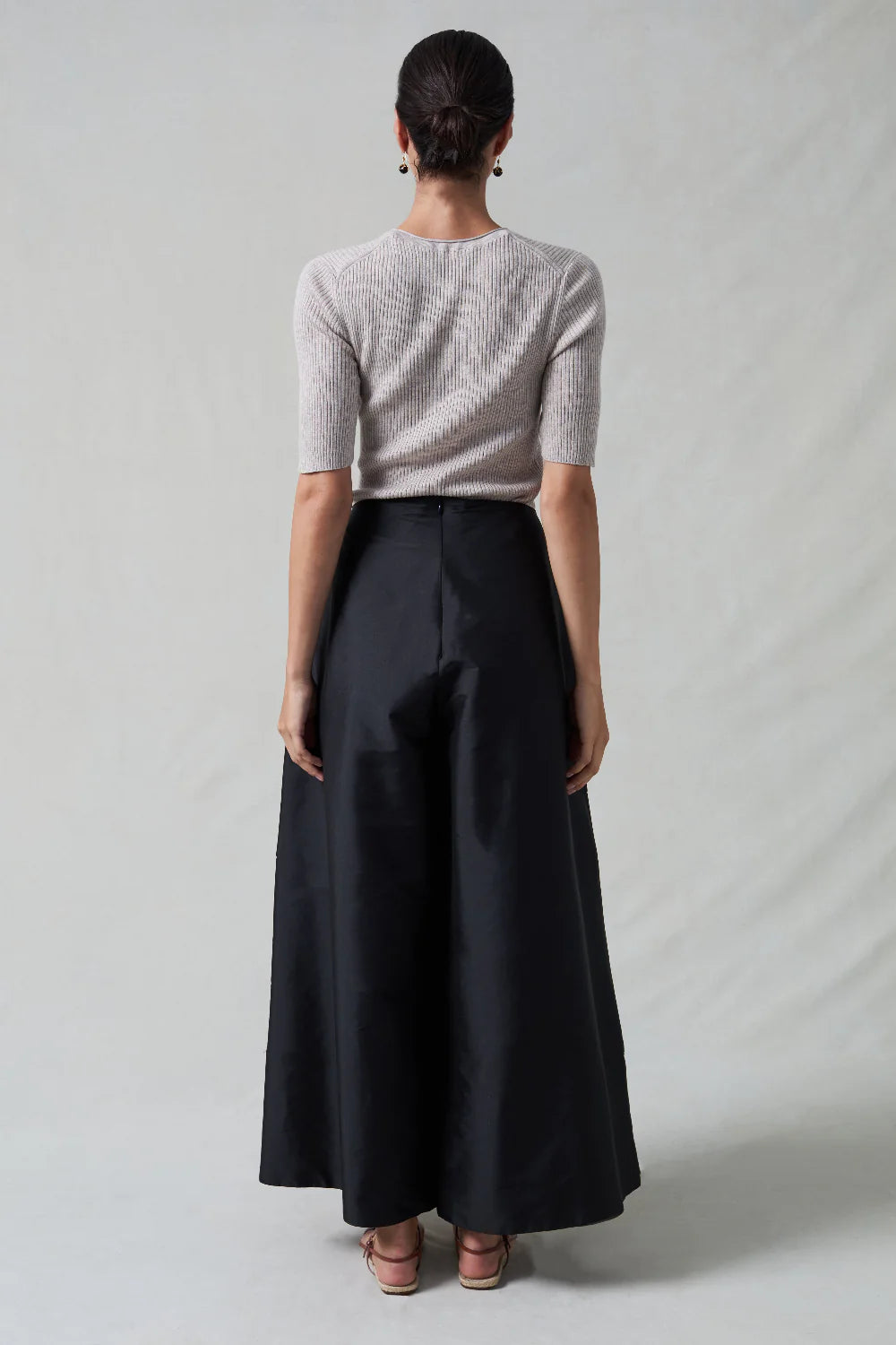 Techno Taffeta Ultra Wide Leg Trouser - Black