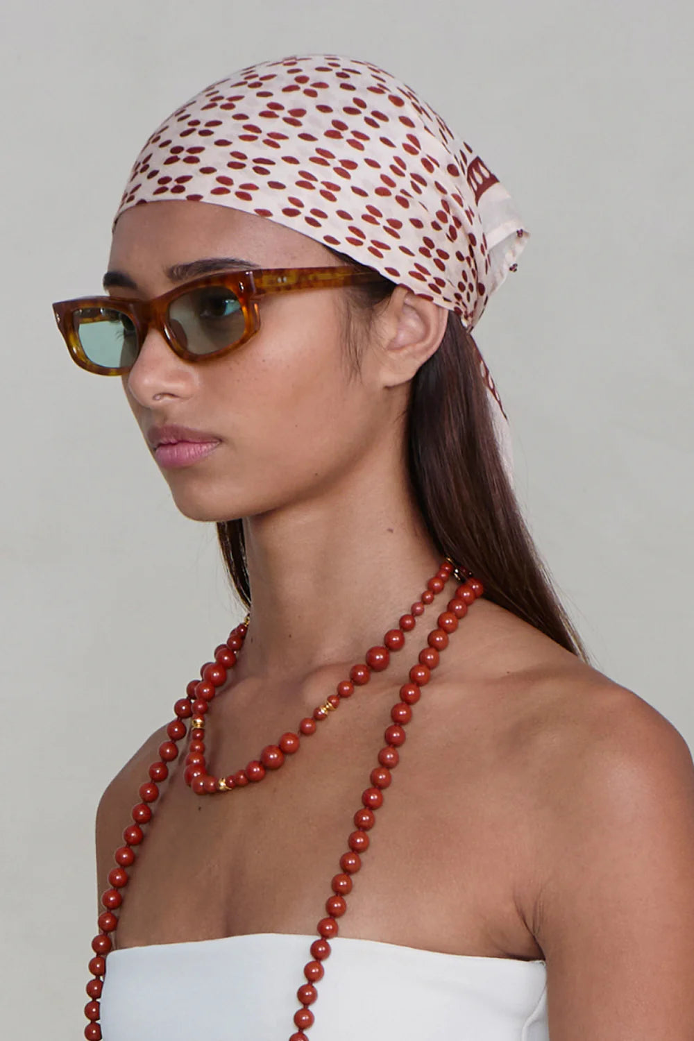 Beaded Floral Bandana - Pink Sand