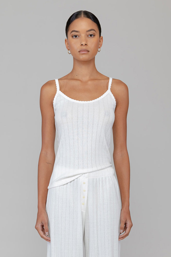 Pointelle Classic Tank Top - White