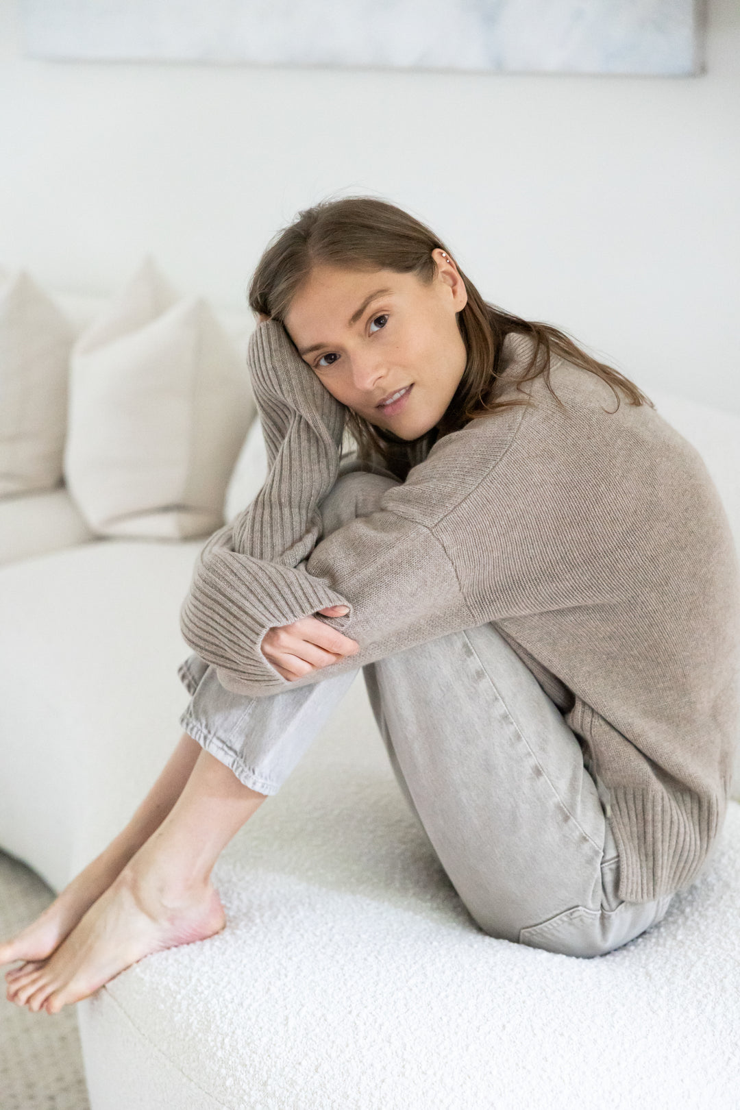 Claire Cashmere Cardigan- Eco Gravel