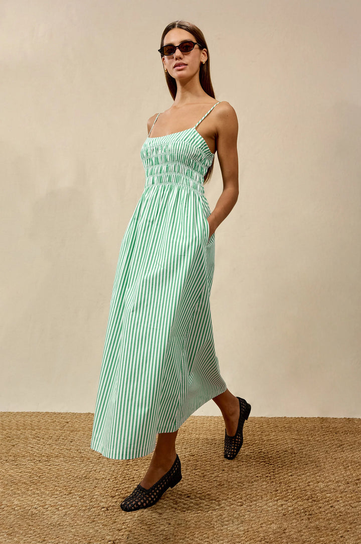 Primrose Dress - Emerald Stripe