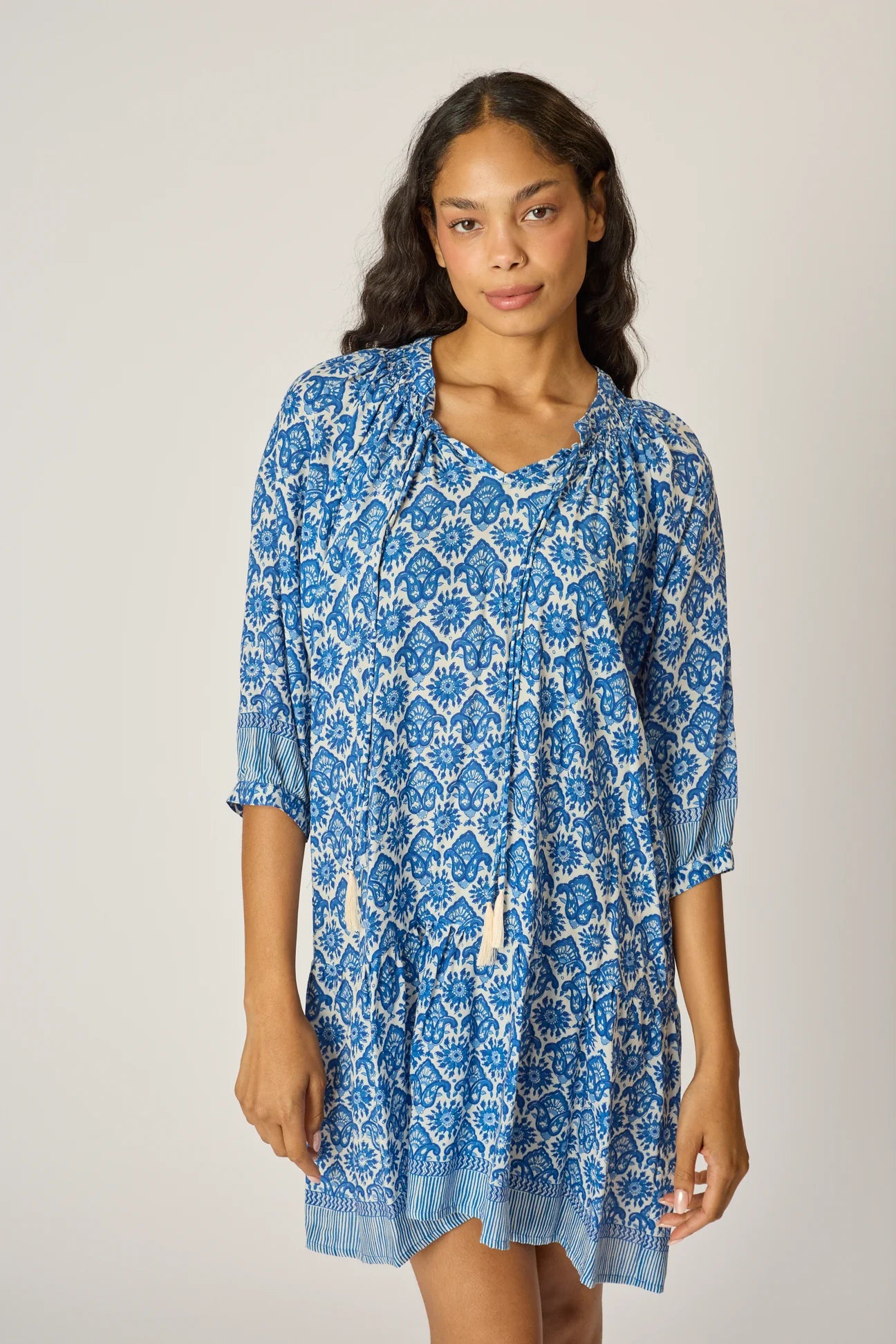 Stevie Dress - Fleur-de-lis-Blue