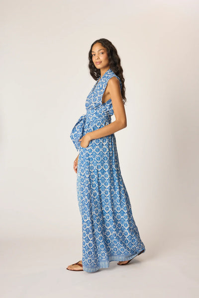 Nico Sleeveless Maxi - Fleur-de-lis-Blue