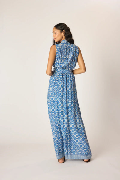 Nico Sleeveless Maxi - Fleur-de-lis-Blue