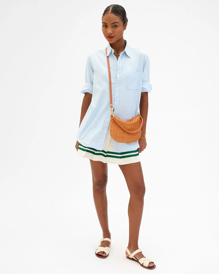 Petit Moyen Messenger- Natural Woven Checker
