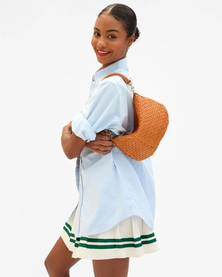 Petit Moyen Messenger- Natural Woven Checker
