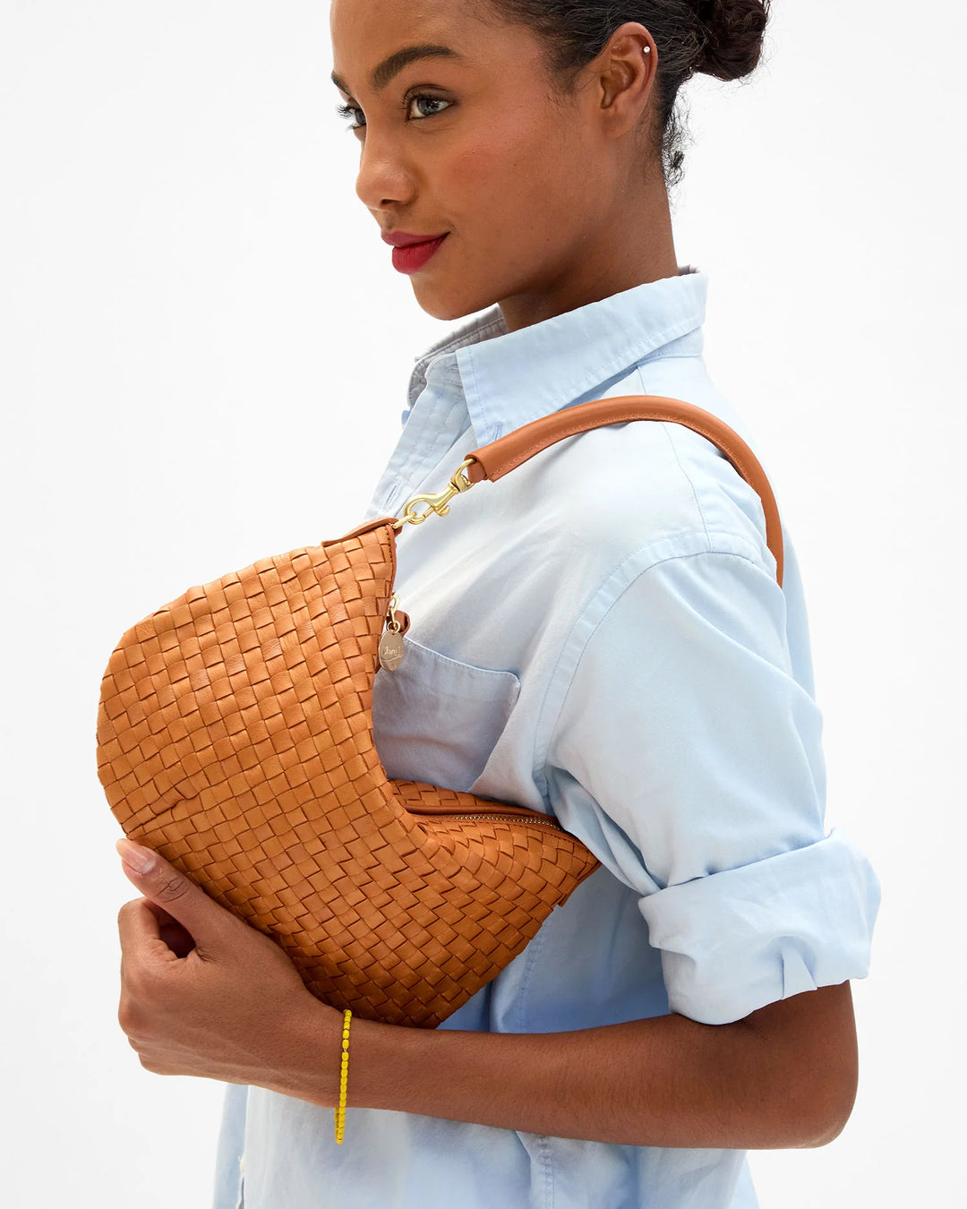 Petit Moyen Messenger- Natural Woven Checker