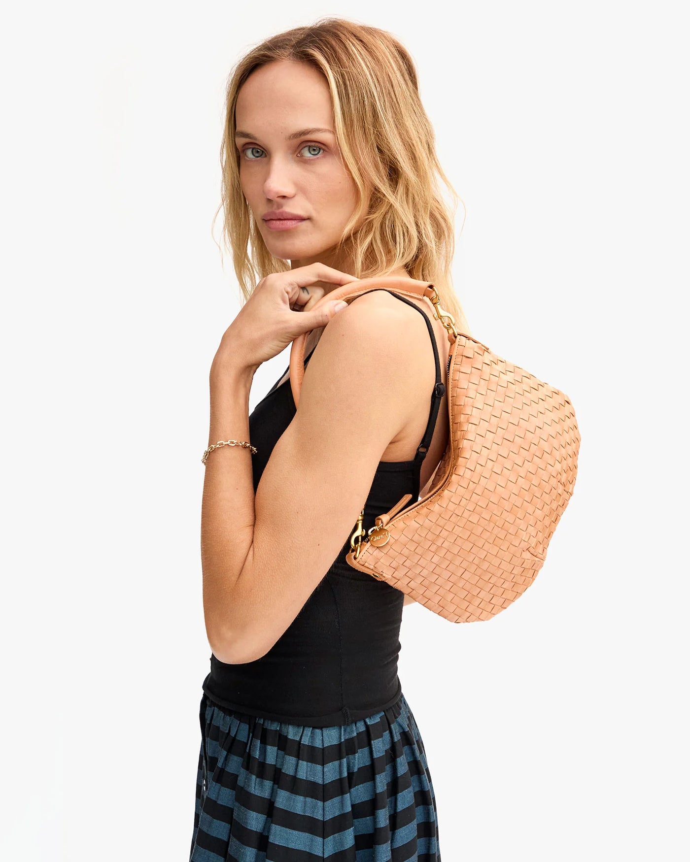 Petit Moyen Messenger - Bisque Woven Checker