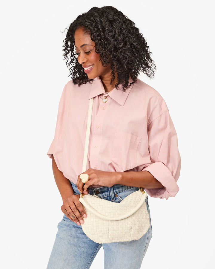 Petit Moyen Messenger - Cream Woven Checker
