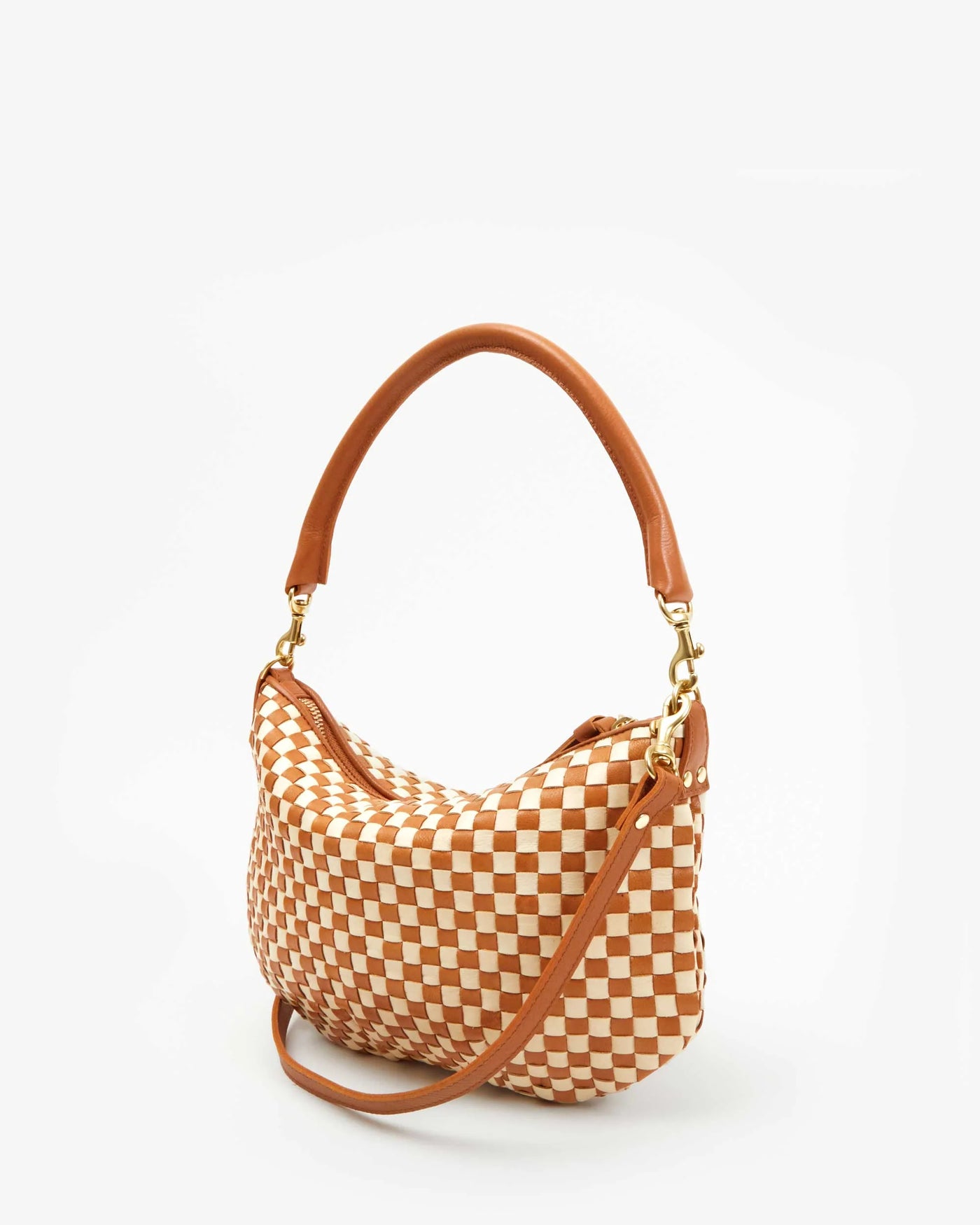 Petit Moyen Messenger woven Checker- Natural/Cream