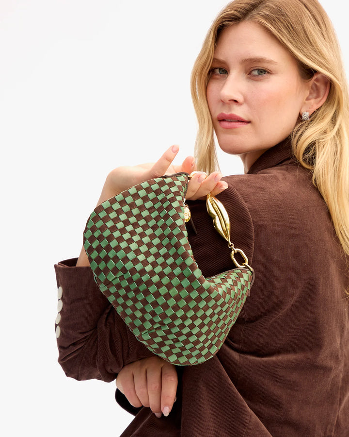 Petit Moyen Messenger - Deep Pine/Chocolate Woven Checker