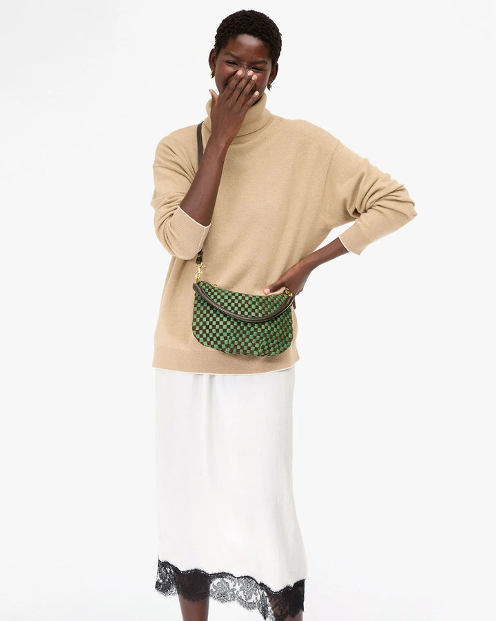 Petit Moyen Messenger - Deep Pine/Chocolate Woven Checker