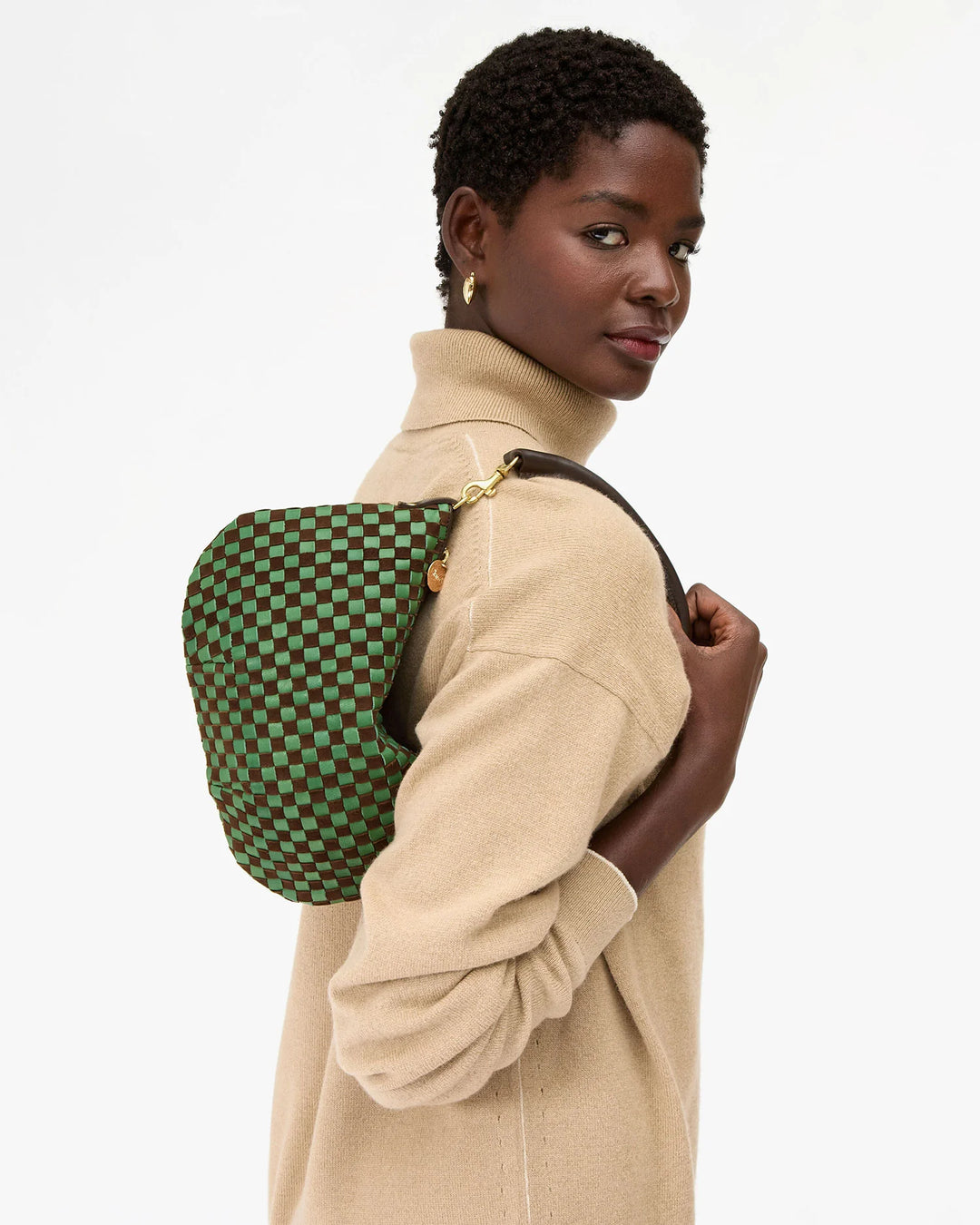 Petit Moyen Messenger - Deep Pine/Chocolate Woven Checker