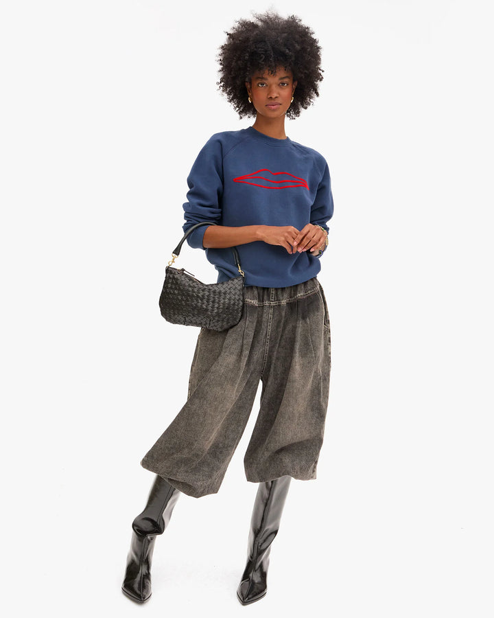 Petit Moyen Messenger - Black Diagonal Woven