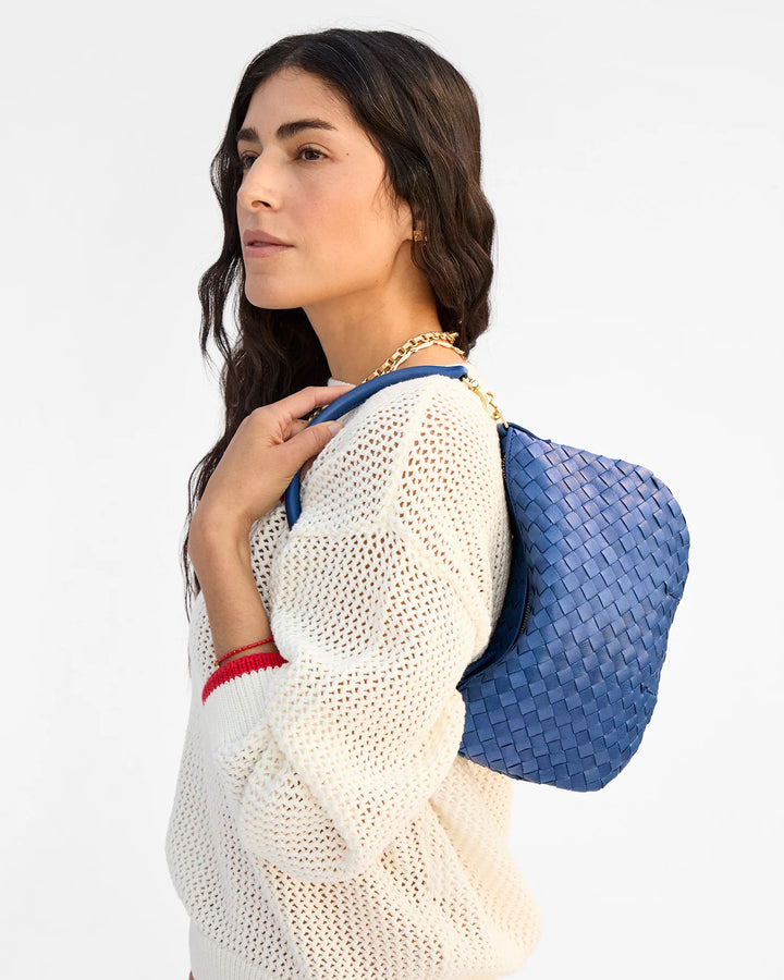 Petit Moyen Messenger - French Blue Diagonal Woven