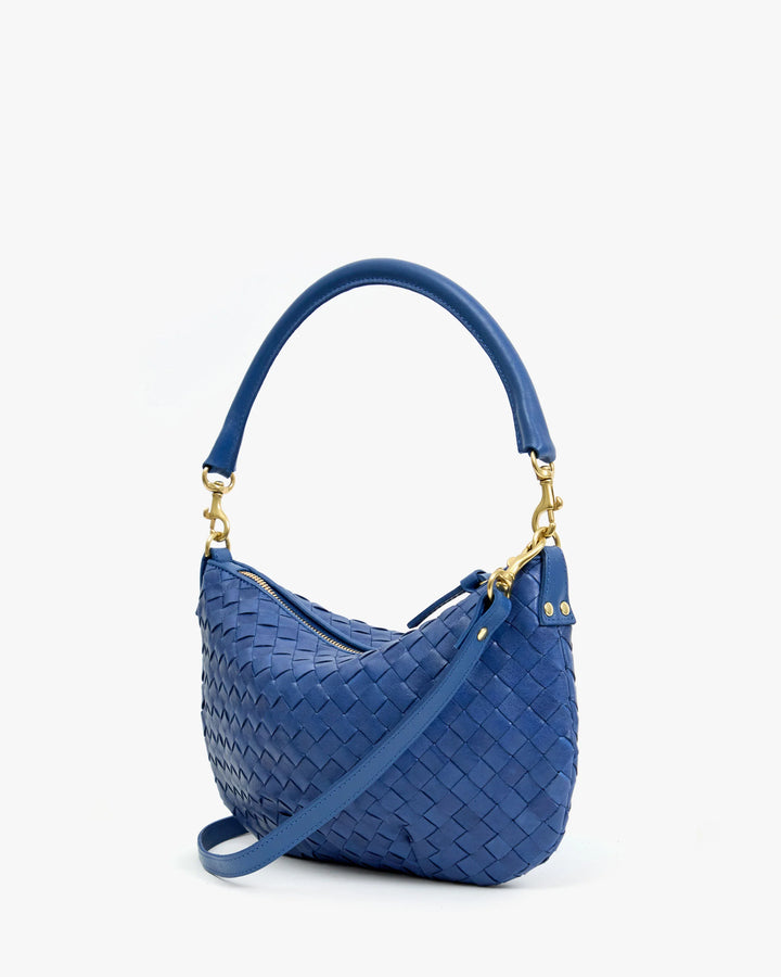 Petit Moyen Messenger - French Blue Diagonal Woven