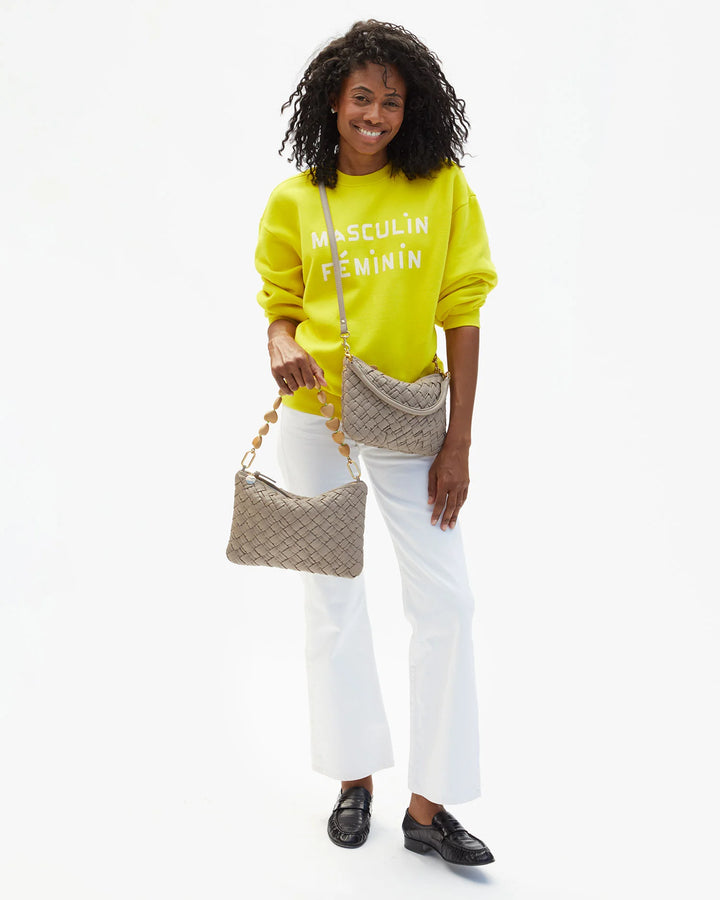 Flat Clutch w/ Tabs - Dove Puffy Woven