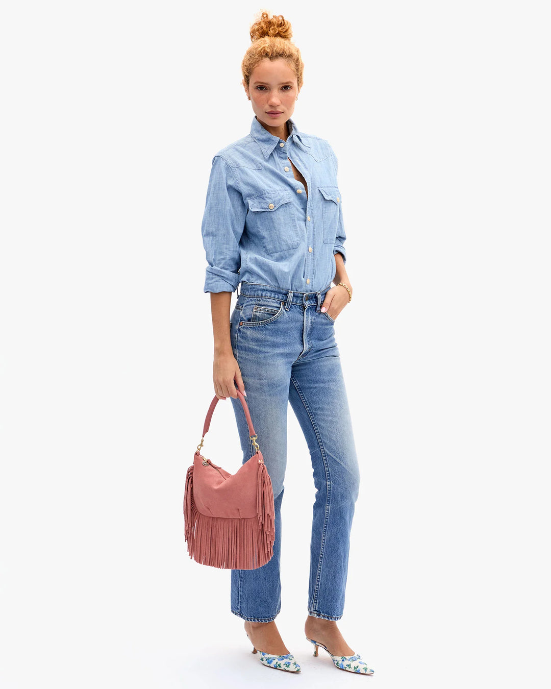 Petit Moyen - Rose Clay Suede Fringe