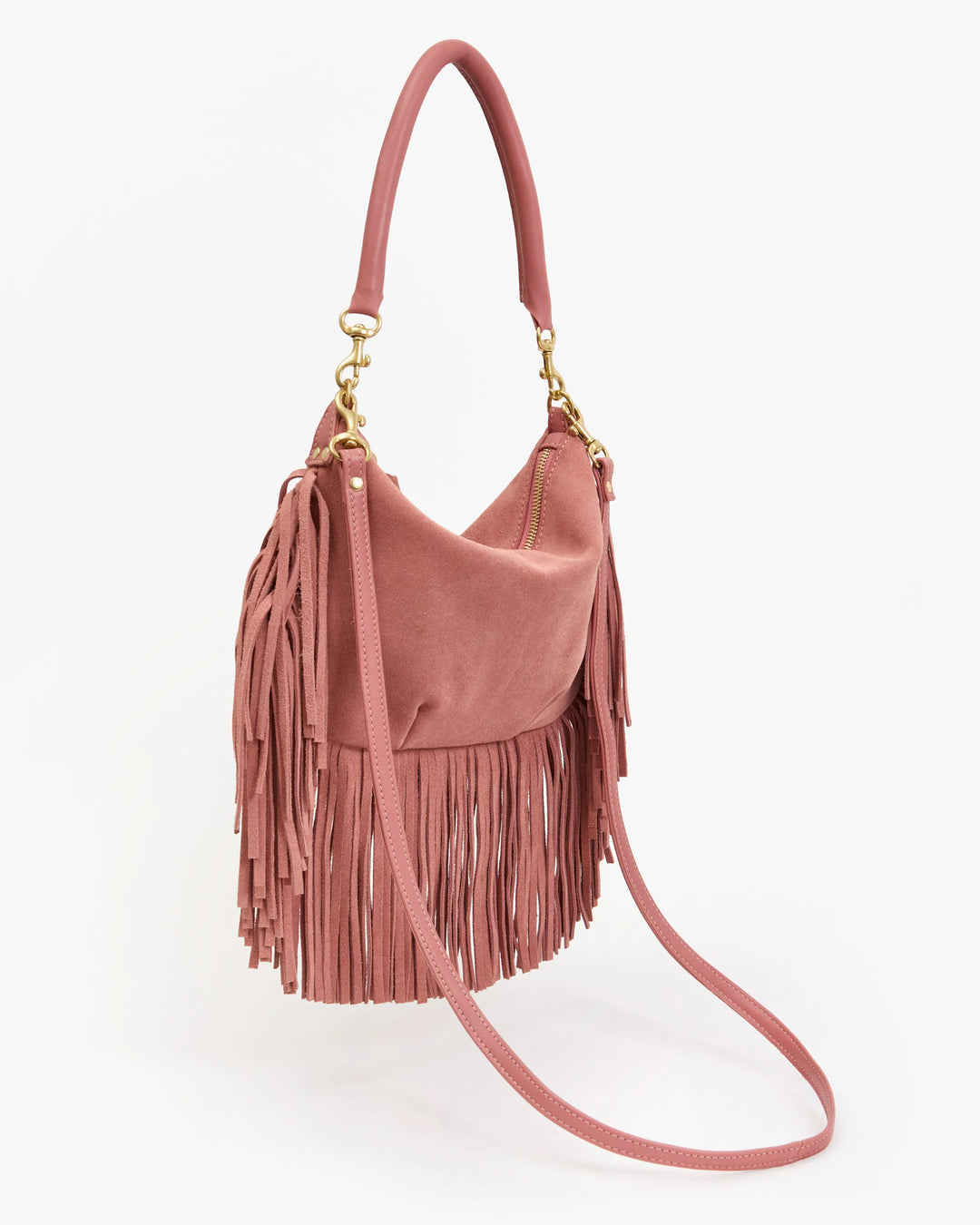Petit Moyen - Rose Clay Suede Fringe