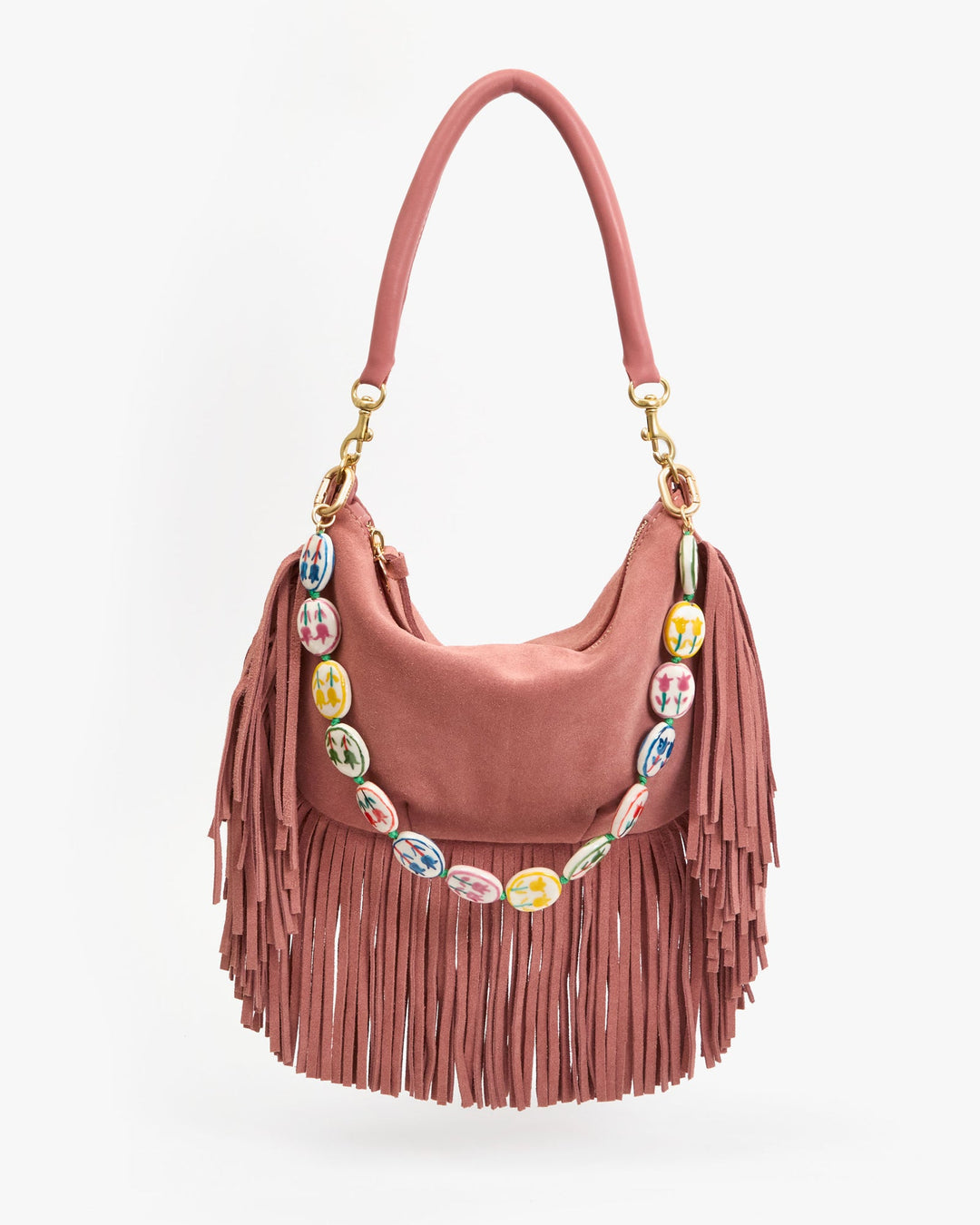 Petit Moyen - Rose Clay Suede Fringe