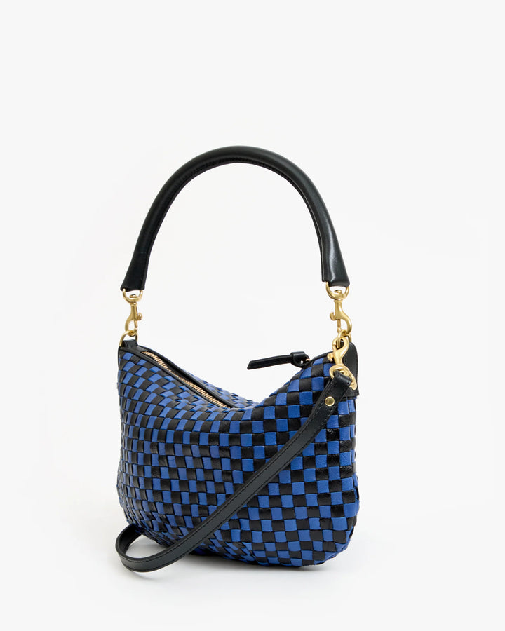 Petit Moyen Messenger - Black/Cobalt Woven Checker