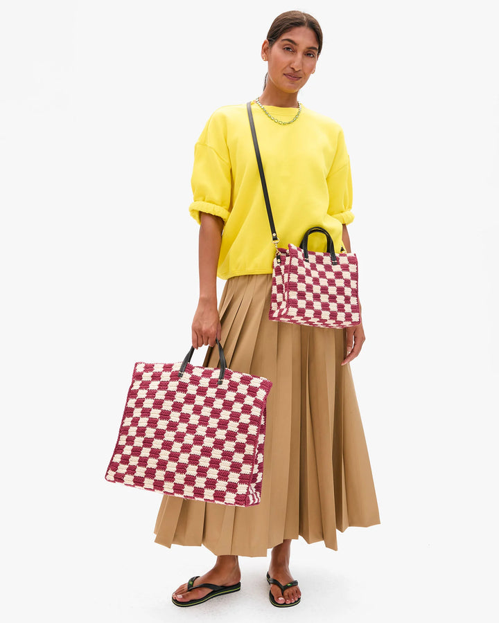 Petit Summer Simple Tote - Plummy/Cream Mini Crochet Checker