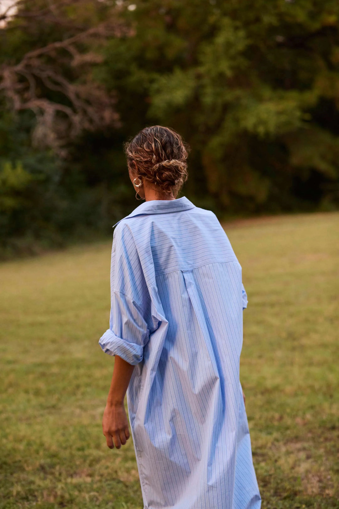 Phoebe Shirt Dress - Aqua Stripe