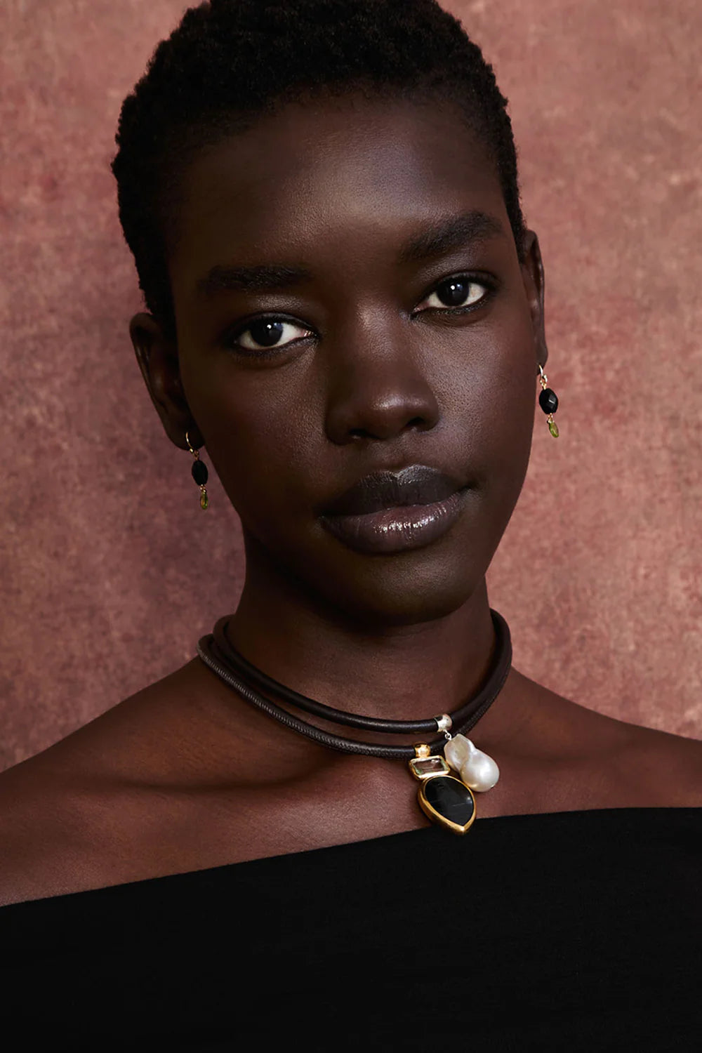 Jelly Bean Earrings - Black Tourmaline