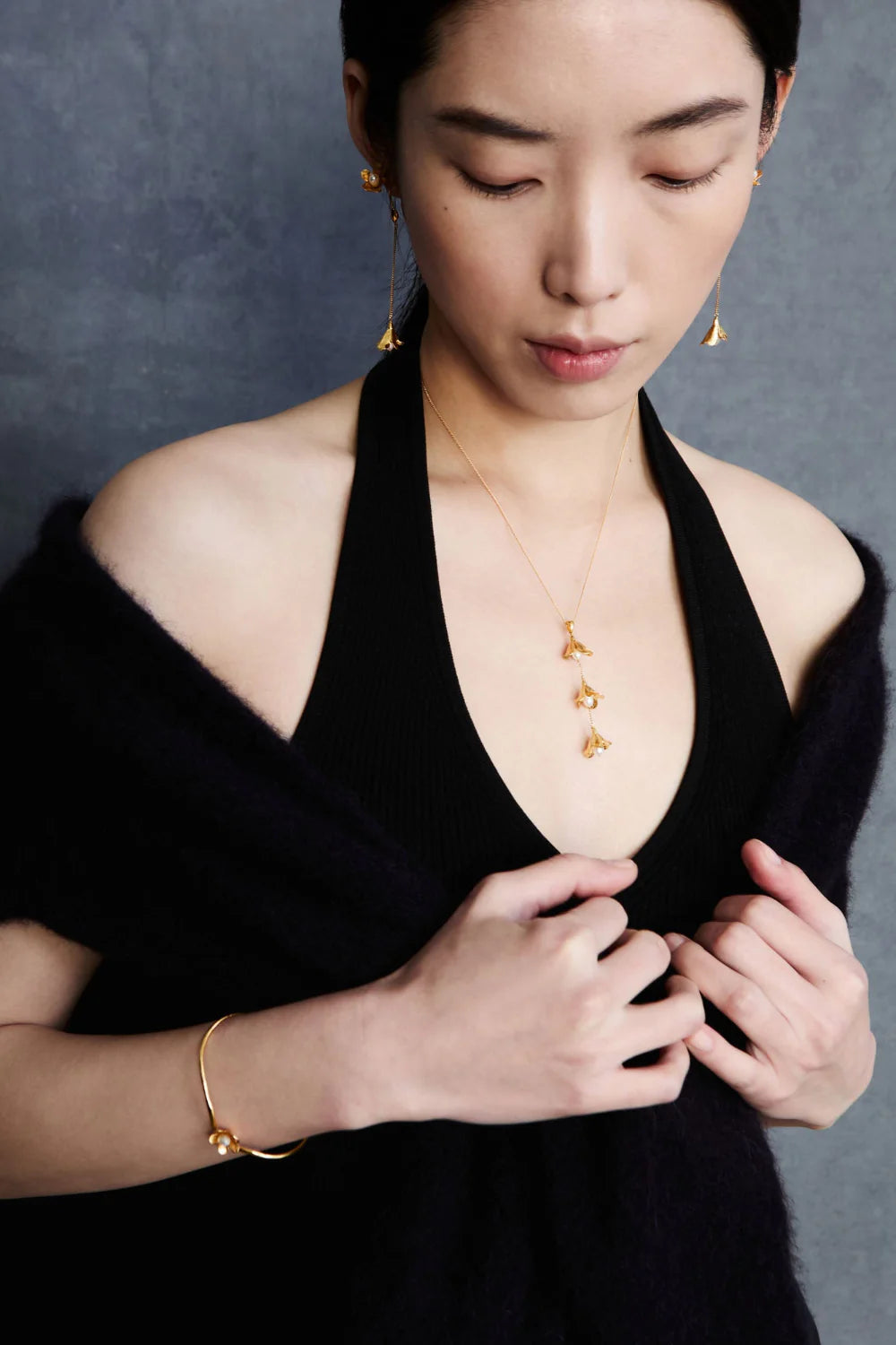 Bellflower Drop Necklace - Gold