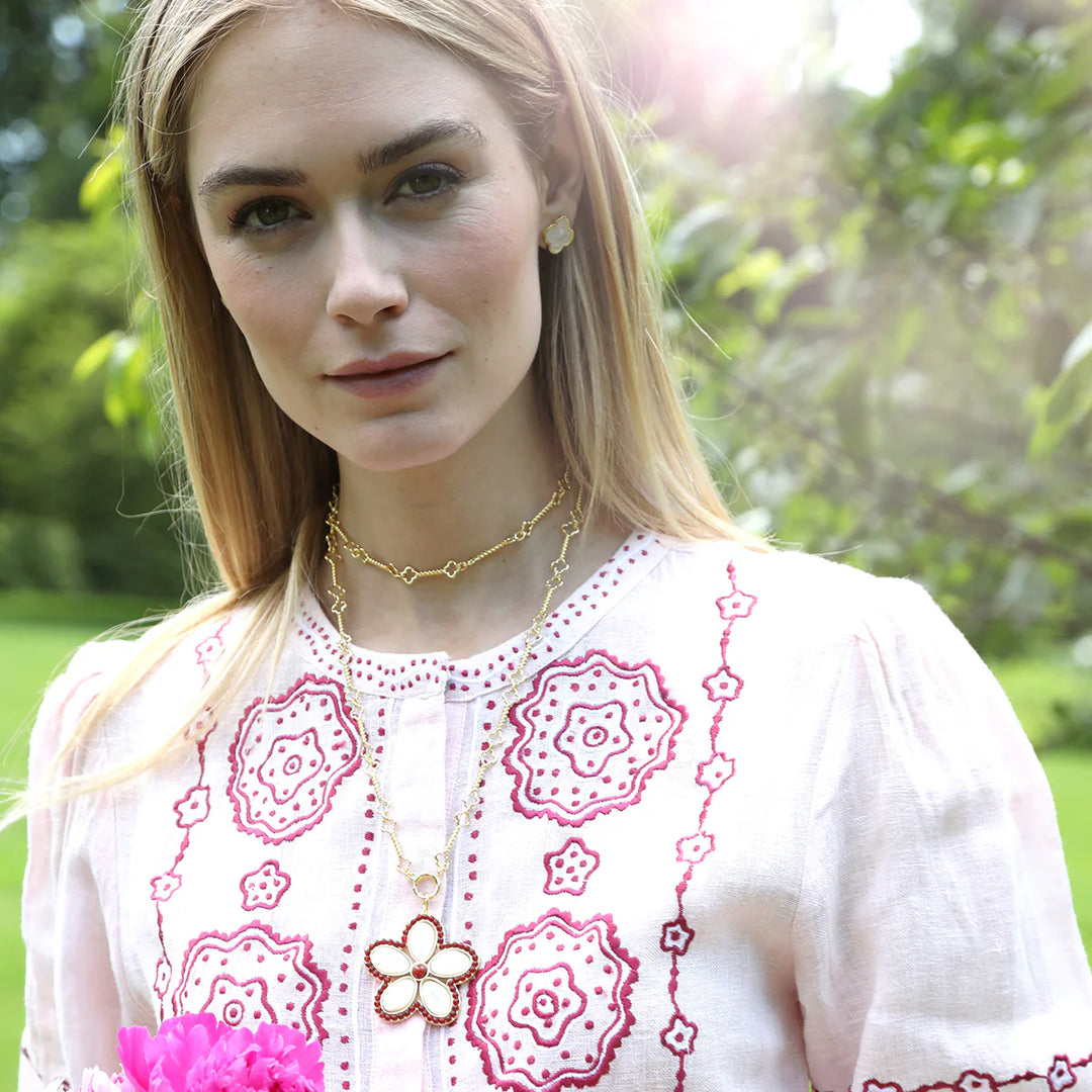Puka Shell Pendant - Carnelian
