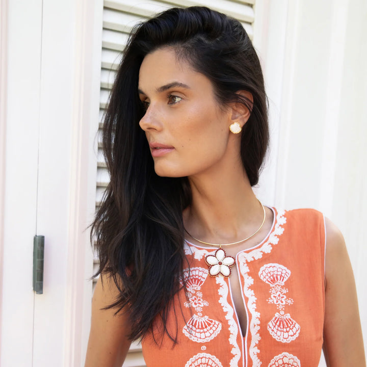 Puka Shell Pendant - Carnelian