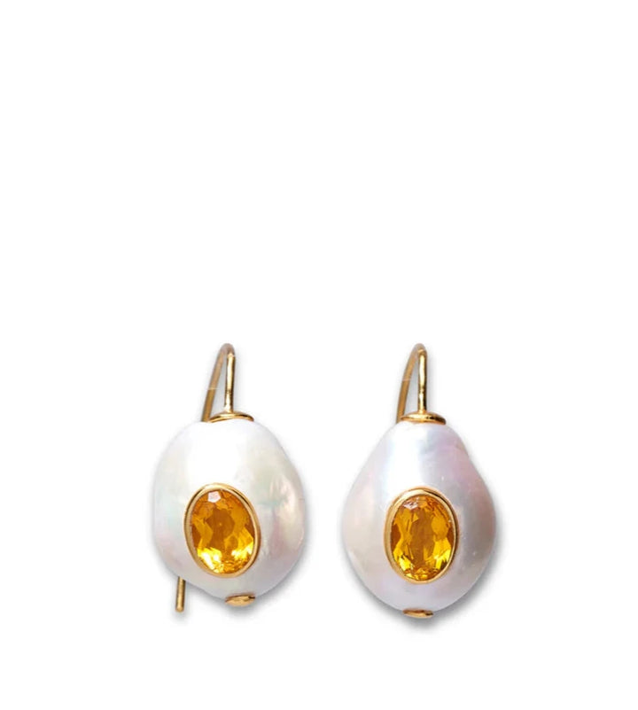 Pearl Pablo Earrings - Citrine