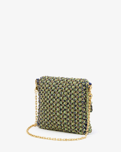 Ramya Metallic Crochet- Navy/Green