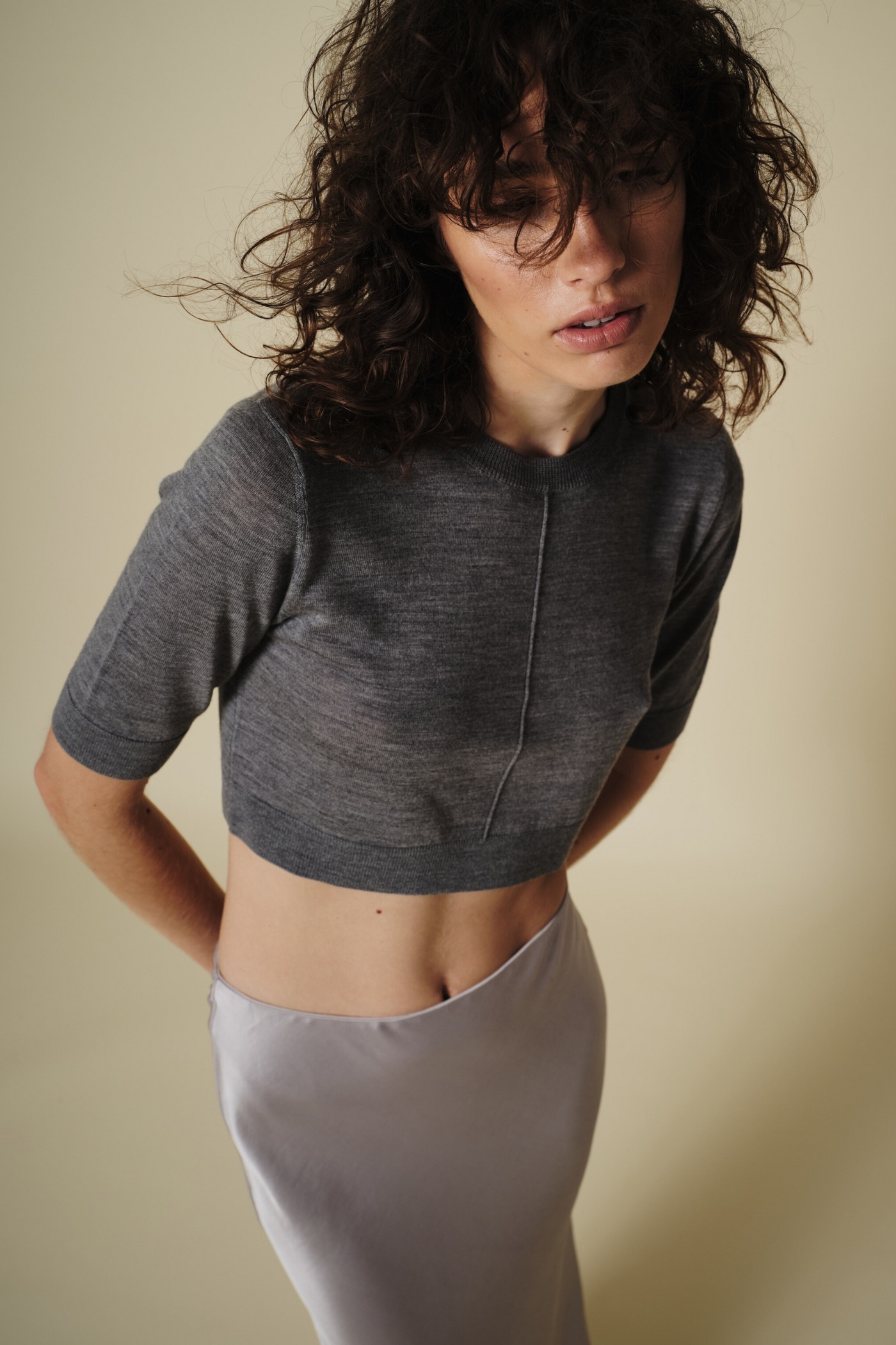 Norah Cropped Knit - Pale Heather Grey